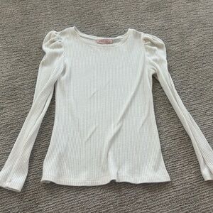 Philosophy White Ribbed Long Sleeve Top